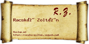 Racskó Zoltán névjegykártya