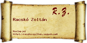 Racskó Zoltán névjegykártya